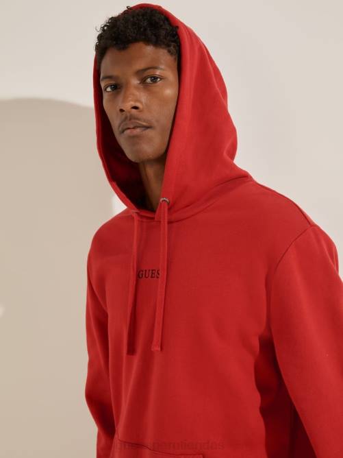 GUESS sudadera con capucha y logo eco roy hombres 0P8X4052 chile rojo vestir