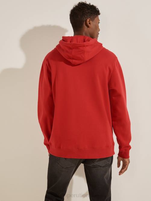 GUESS sudadera con capucha y logo eco roy hombres 0P8X4052 chile rojo vestir