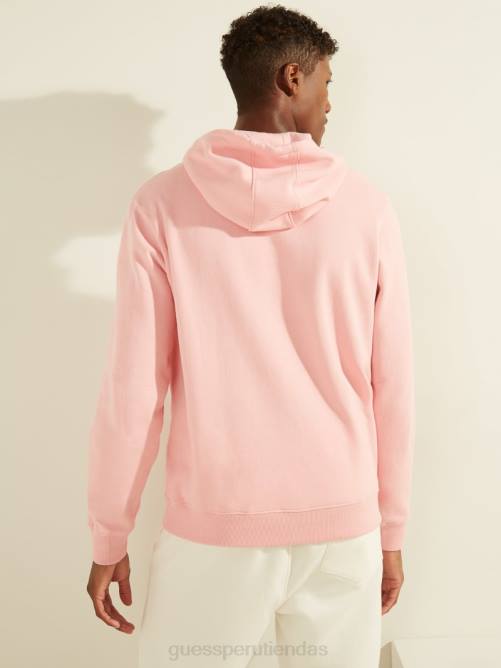 GUESS sudadera con capucha y logo eco roy hombres 0P8X4076 flor rosa claro vestir