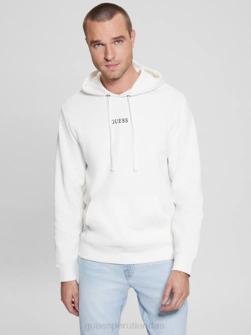 GUESS sudadera con capucha y logo eco roy hombres 0P8X4157 blanco esmerilado vestir