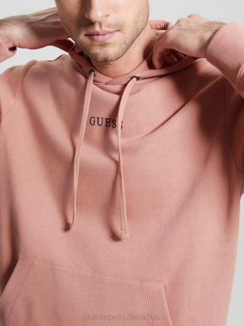 GUESS sudadera con logo bordado y eco roy hombres 0P8X4039 rosa satinada vestir