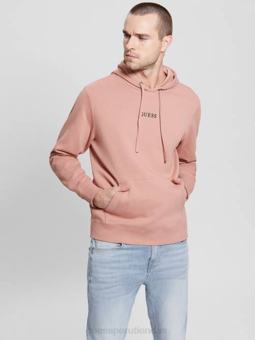 GUESS sudadera con logo bordado y eco roy hombres 0P8X4039 rosa satinada vestir