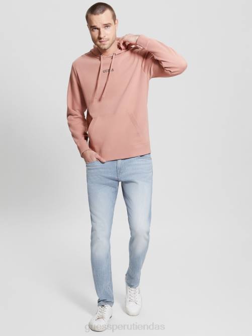 GUESS sudadera con logo bordado y eco roy hombres 0P8X4039 rosa satinada vestir