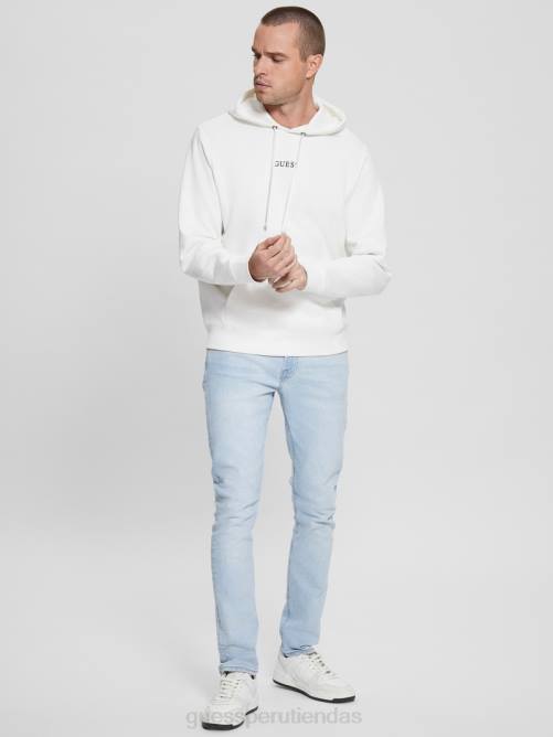 GUESS sudadera con logo bordado y eco roy hombres 0P8X4051 blanco esmerilado vestir