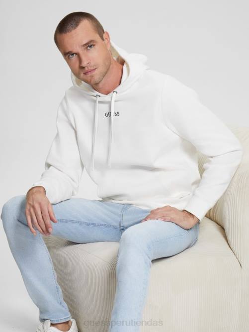 GUESS sudadera con logo bordado y eco roy hombres 0P8X4051 blanco esmerilado vestir