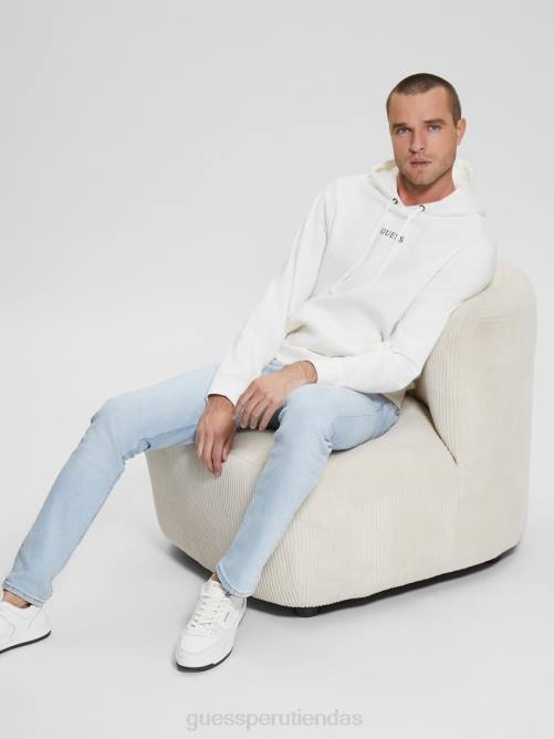 GUESS sudadera con logo bordado y eco roy hombres 0P8X4051 blanco esmerilado vestir