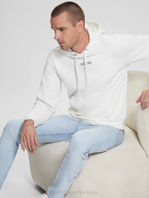GUESS sudadera con logo bordado y eco roy hombres 0P8X4051 blanco esmerilado vestir