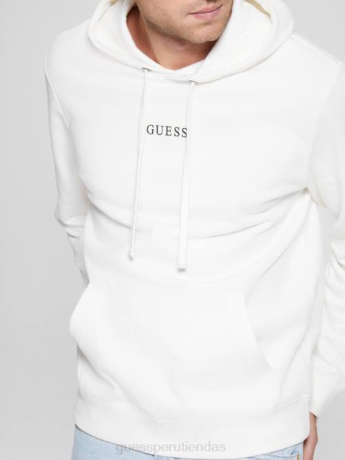 GUESS sudadera con logo bordado y eco roy hombres 0P8X4051 blanco esmerilado vestir