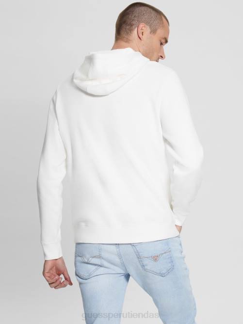 GUESS sudadera con logo bordado y eco roy hombres 0P8X4051 blanco esmerilado vestir