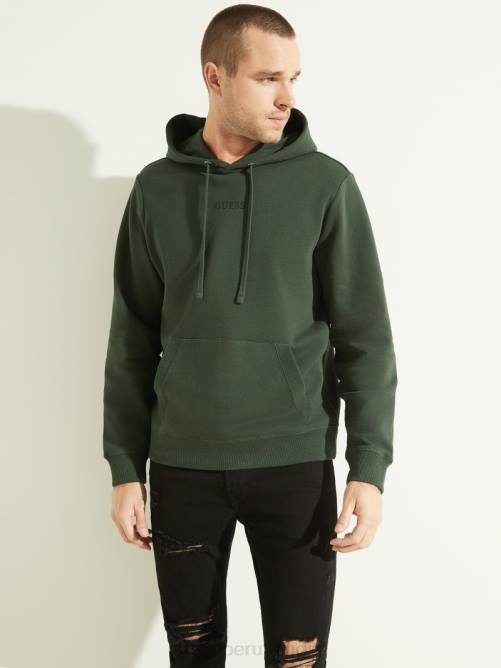 GUESS sudadera con logo bordado y eco roy hombres 0P8X4077 verdes de la selva vestir