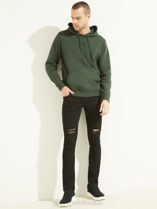 GUESS sudadera con logo bordado y eco roy hombres 0P8X4077 verdes de la selva vestir