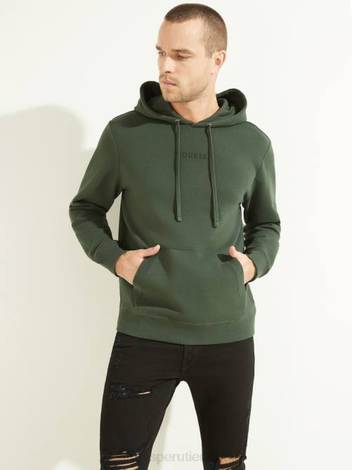 GUESS sudadera con logo bordado y eco roy hombres 0P8X4077 verdes de la selva vestir