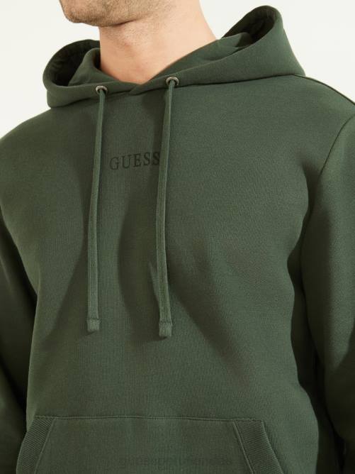 GUESS sudadera con logo bordado y eco roy hombres 0P8X4077 verdes de la selva vestir