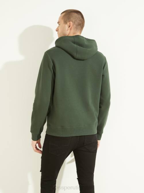 GUESS sudadera con logo bordado y eco roy hombres 0P8X4077 verdes de la selva vestir