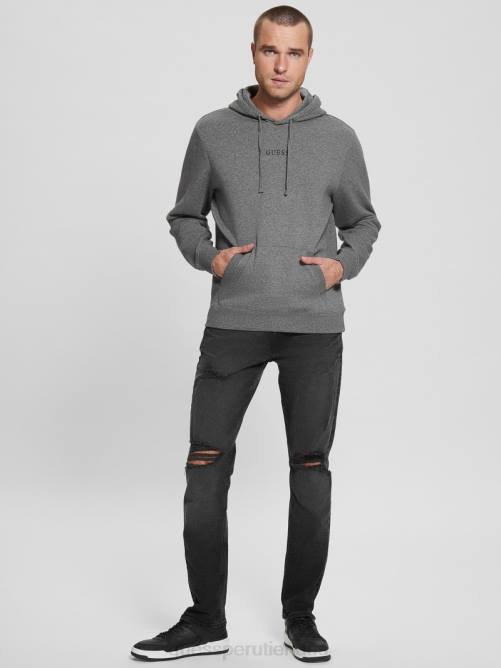 GUESS sudadera con logo bordado y eco roy hombres 0P8X4168 Brezo oscuro medianoche vestir