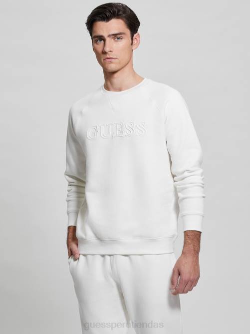 GUESS sudadera eco aldwin con logo hombres 0P8X4169 blanco/desgastado vestir