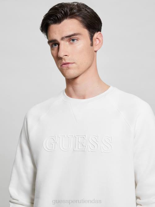 GUESS sudadera eco aldwin con logo hombres 0P8X4169 blanco/desgastado vestir