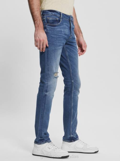 GUESS jeans ajustados desgastados eco miami hombres 0P8X3995 remero vestir