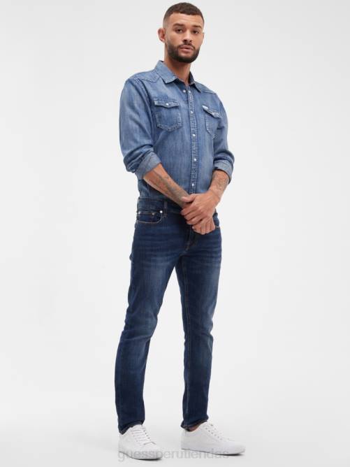 GUESS jeans ajustados desteñidos hombres 0P8X3980 lavado de olvera vestir