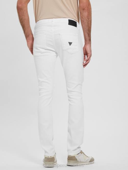 GUESS jeans ajustados eco destruidos hombres 0P8X4029 blanco óptico destruir vestir