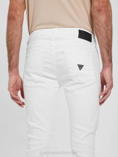 GUESS jeans ajustados eco destruidos hombres 0P8X4029 blanco óptico destruir vestir
