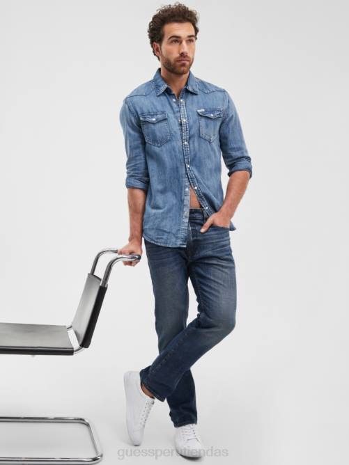 GUESS jeans rectos regulares hombres 0P8X3950 lavado de tintero vestir