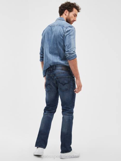 GUESS jeans rectos regulares hombres 0P8X3950 lavado de tintero vestir