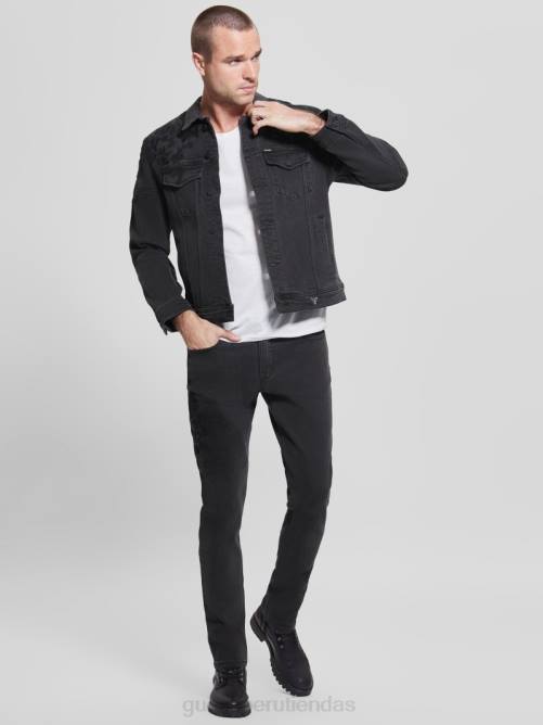 GUESS vaqueros tapered con bordados hombres 0P8X4173 floral negro azabache vestir