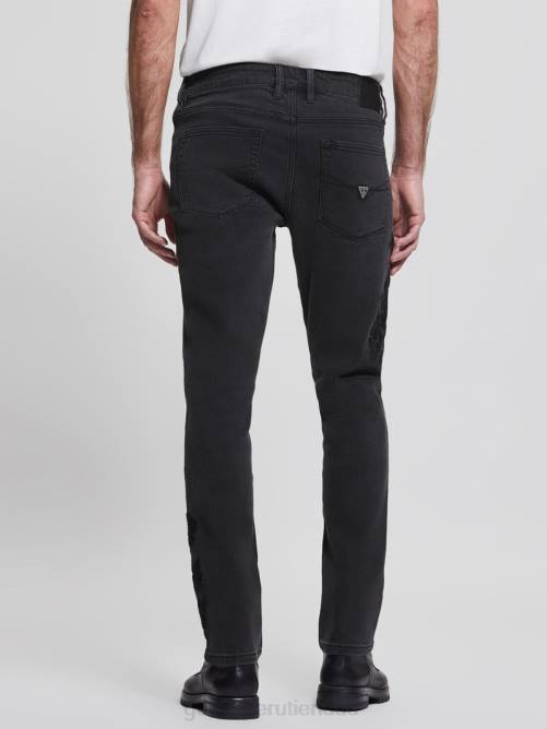 GUESS vaqueros tapered con bordados hombres 0P8X4173 floral negro azabache vestir