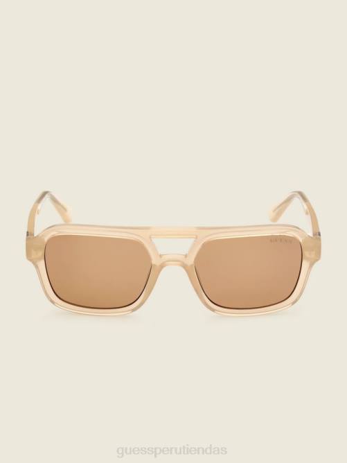 GUESS gafas de sol de aviador originales unisexo 0P8X3746 beige brillante/marrón accesorio