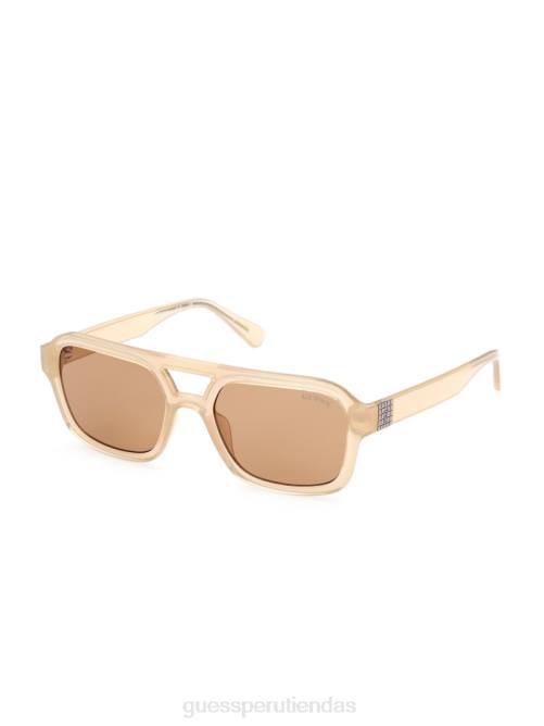 GUESS gafas de sol de aviador originales unisexo 0P8X3746 beige brillante/marrón accesorio