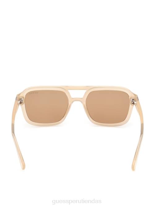 GUESS gafas de sol de aviador originales unisexo 0P8X3746 beige brillante/marrón accesorio
