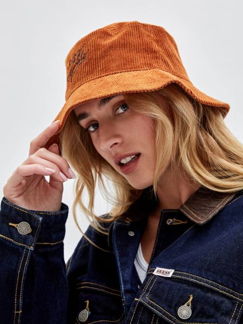 GUESS sombrero de pescador de pana originals unisexo 0P8X3808 marrón óxido accesorio