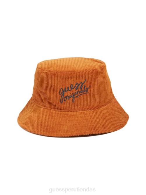 GUESS sombrero de pescador de pana originals unisexo 0P8X3808 marrón óxido accesorio