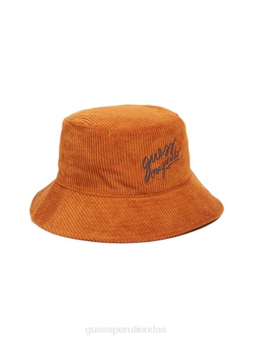GUESS sombrero de pescador de pana originals unisexo 0P8X3808 marrón óxido accesorio