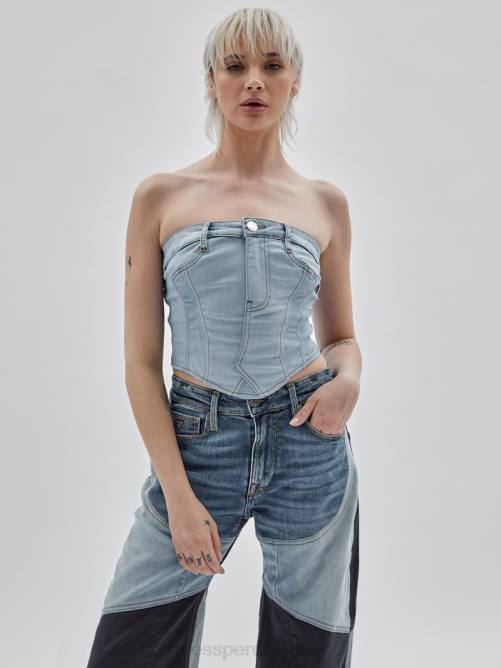GUESS Bustier de mezclilla reciclada de Originals x Homeboy unisexo 0P8X1205 lavado ligero reciclado multicolor vestir