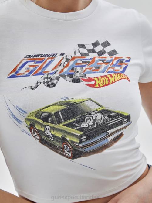 GUESS Camiseta para bebé originales x hot wheels unisexo 0P8X1343 blanco puro vestir