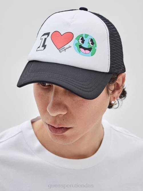 GUESS Gorra trucker originals eco del día de la tierra amor unisexo 0P8X3807 negro vestir