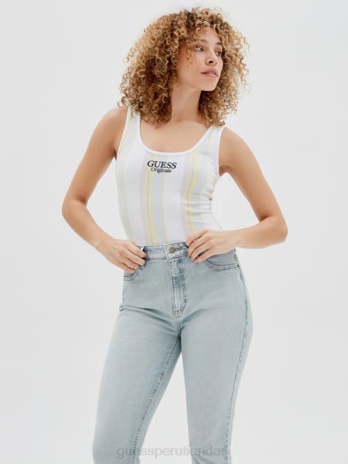 GUESS body original de rayas verticales unisexo 0P8X1307 blanco puro multi vestir