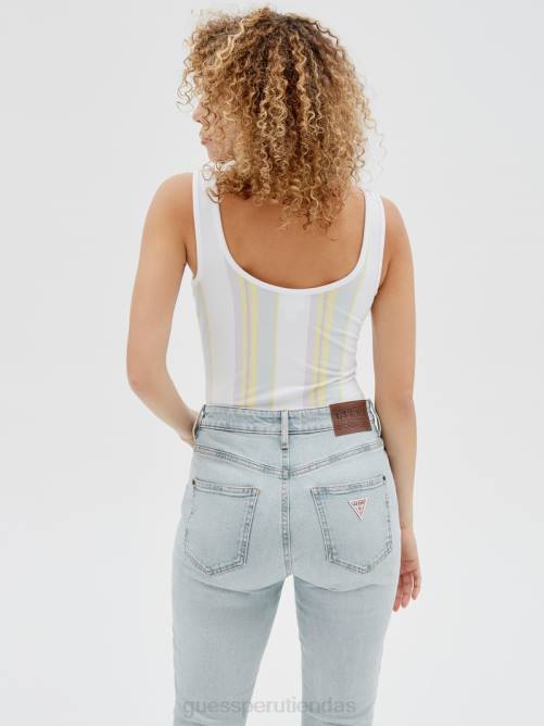 GUESS body original de rayas verticales unisexo 0P8X1307 blanco puro multi vestir