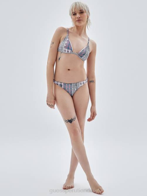 GUESS braguita de bikini a cuadros originales unisexo 0P8X2586 orilla arenosa multi vestir