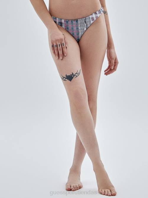 GUESS braguita de bikini a cuadros originales unisexo 0P8X2586 orilla arenosa multi vestir