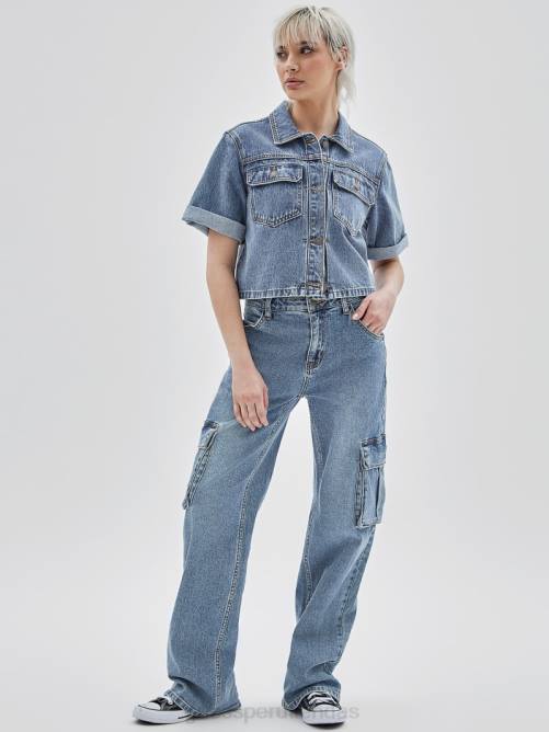 GUESS camisa de trabajo de mezclilla original unisexo 0P8X1371 ve a donna lavado medio vestir