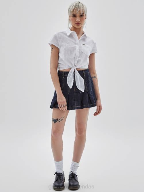 GUESS camisa original con lazo en el frente unisexo 0P8X1355 blanco puro vestir
