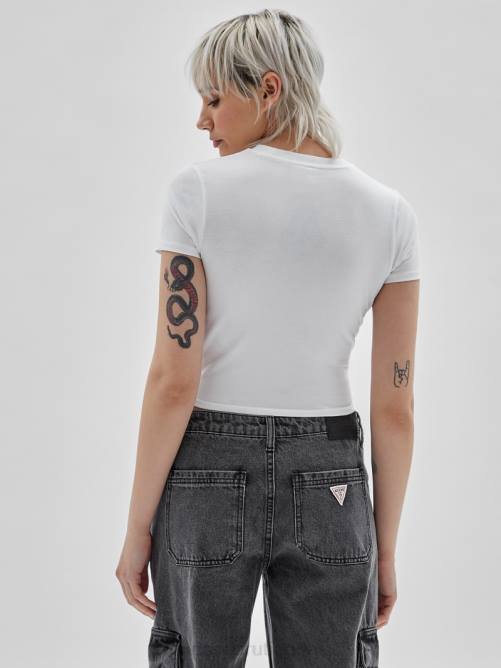 GUESS camiseta bebe originals eco palm unisexo 0P8X1358 blanco puro vestir