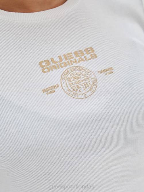 GUESS camiseta con logo original unisexo 0P8X1376 blanco puro vestir