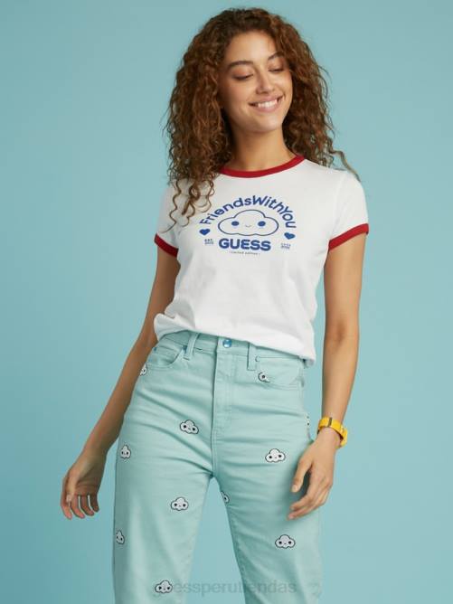 GUESS camiseta con timbre de friendswithyou unisexo 0P8X1348 blanco puro multi vestir