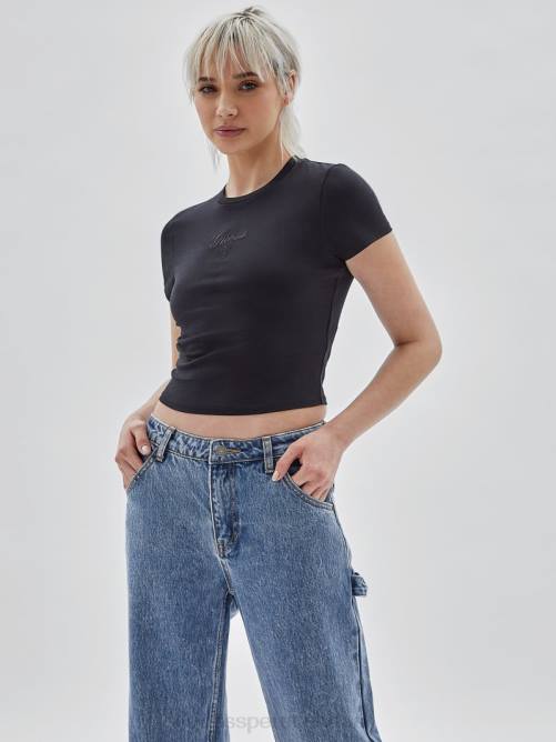 GUESS camiseta para bebé con logo original unisexo 0P8X1290 negro vestir
