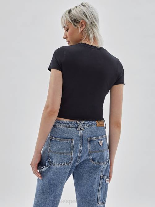 GUESS camiseta para bebé con logo original unisexo 0P8X1290 negro vestir