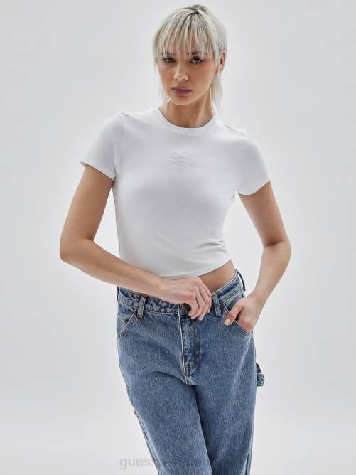 GUESS camiseta para bebé con logo original unisexo 0P8X1291 blanco puro vestir